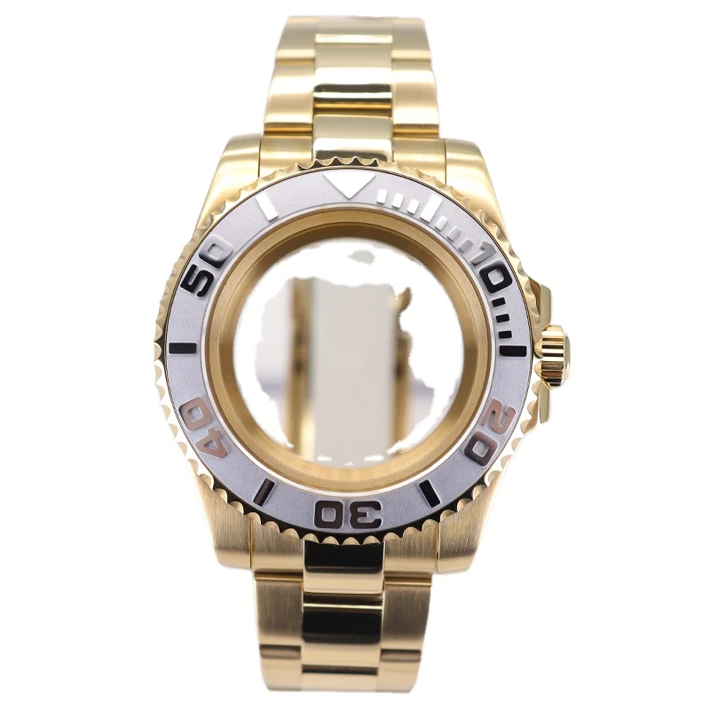 40mm modified gold case full set Convex word ceramic bezel bracelet 20mm For Seiko Nh35 NH36 Eta 2824 Miyota 8215 Movement dial