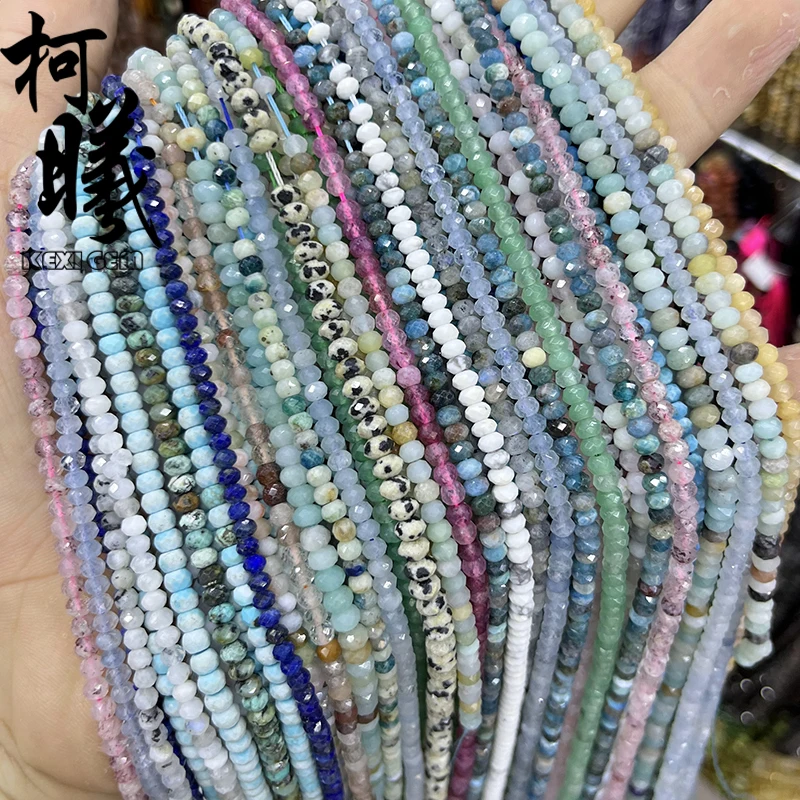 Natural Agate Jade Abacus Beads 3x4mm Natural Stone Faceted Abacus Rondelle Gemstone Beads For Jewelry Making Designer Necklace