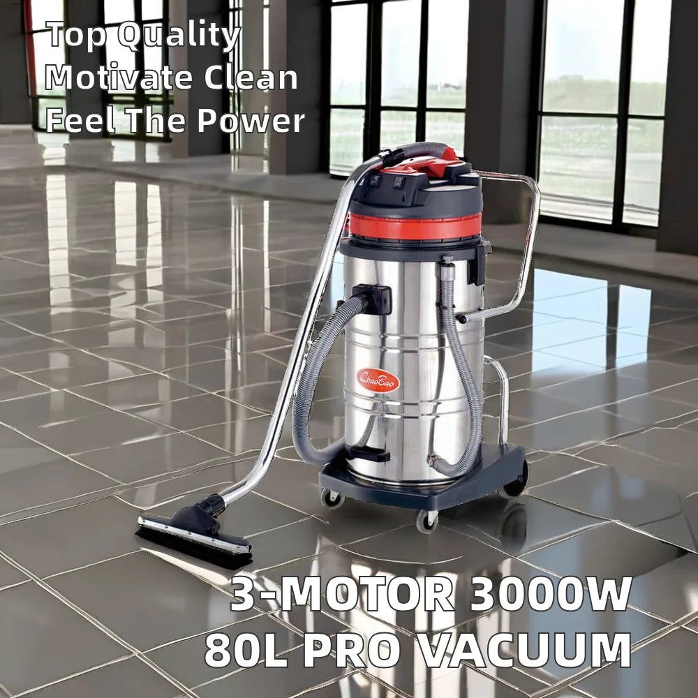Wholesale Professional 3000W 80L Wet Dry Industrial Vacuum Cleaner 3-Motor High Quality Electric for Household and Outdoor Use