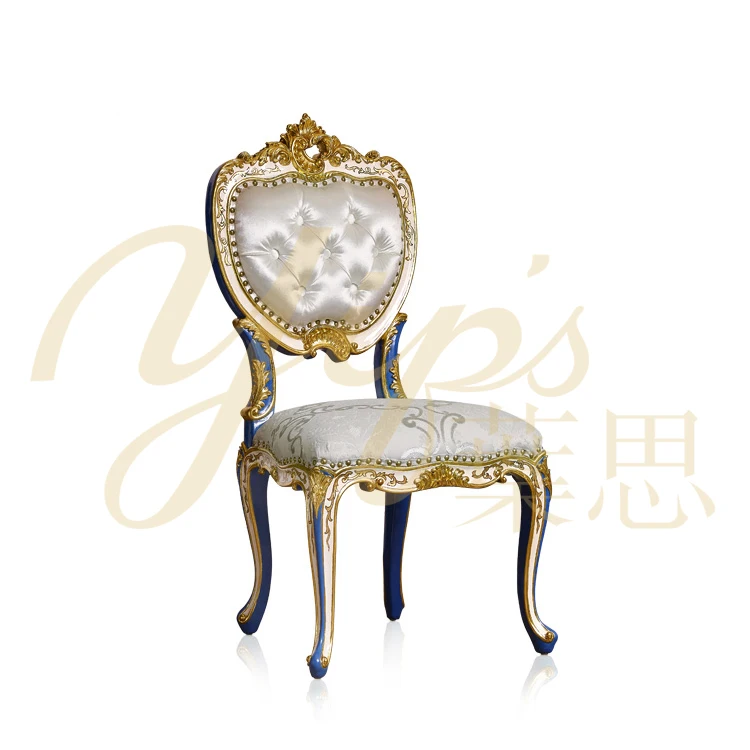 Yips LD-1508-1337B Emperor Blue Series Handpainted Gold-Leaf Pattern Bedroom Set Furniture Classical Luxury Dressing Side Chair