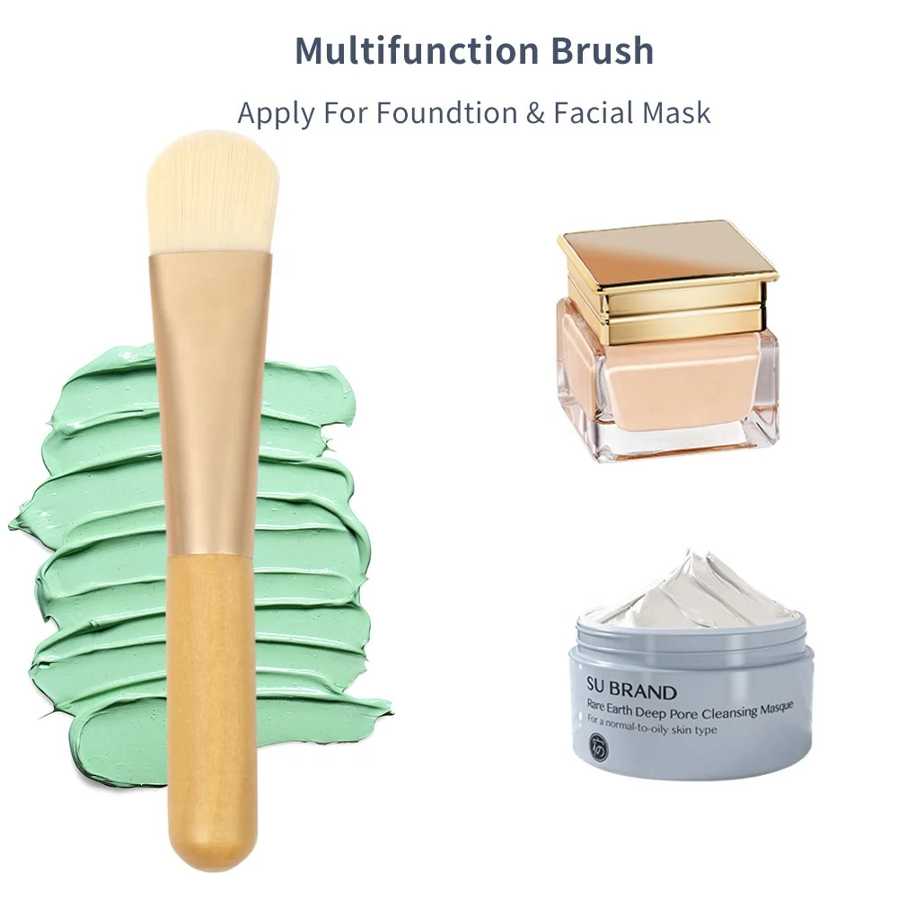 Beauty Spa Mud Applicator Gold Ferrule Mini Facial Cleaning Silicone Mask Brush