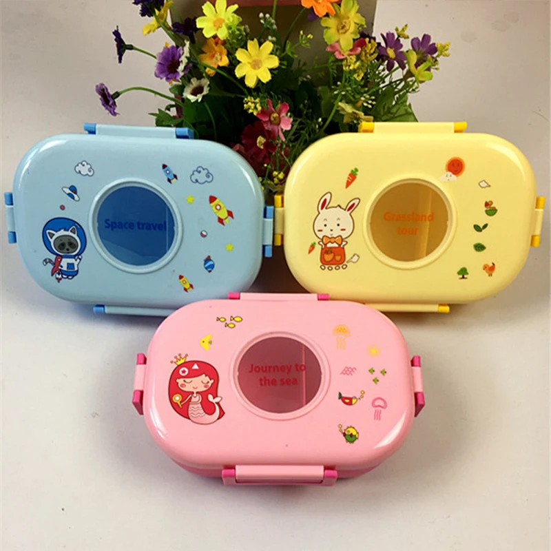 Wholesale Children Cartoon Design Plastic Bento Lunch Box Kids Lunch Box Set With Water Bottle