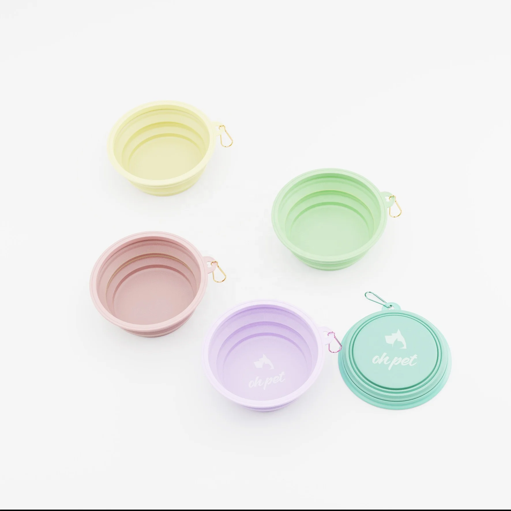 BPA- Free personalized Custom Travel Pet water feeding bowl Foldable Portable Folding Collapsible Food-Grade Silicone dog bowl