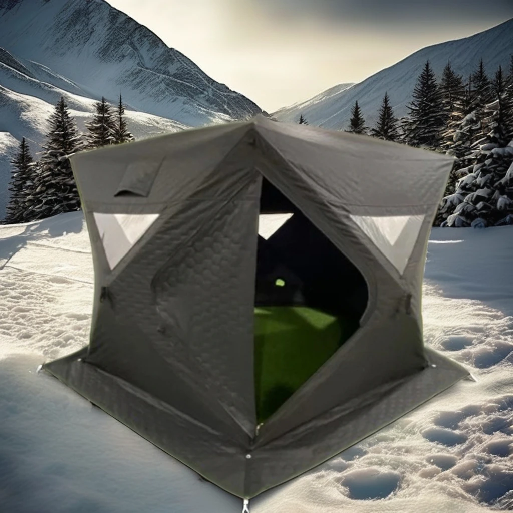 Newest Black Pop-Up Hexagonal Tent Winter Cotton Coated for Sauna Hiking and Fishing for Outdoor Adventures