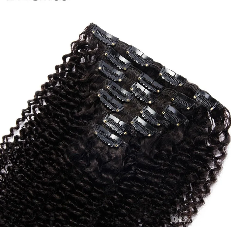 Wholesale Mongolian Afro Kinky Curly Human Hair Weave Clip In Hair Extensions