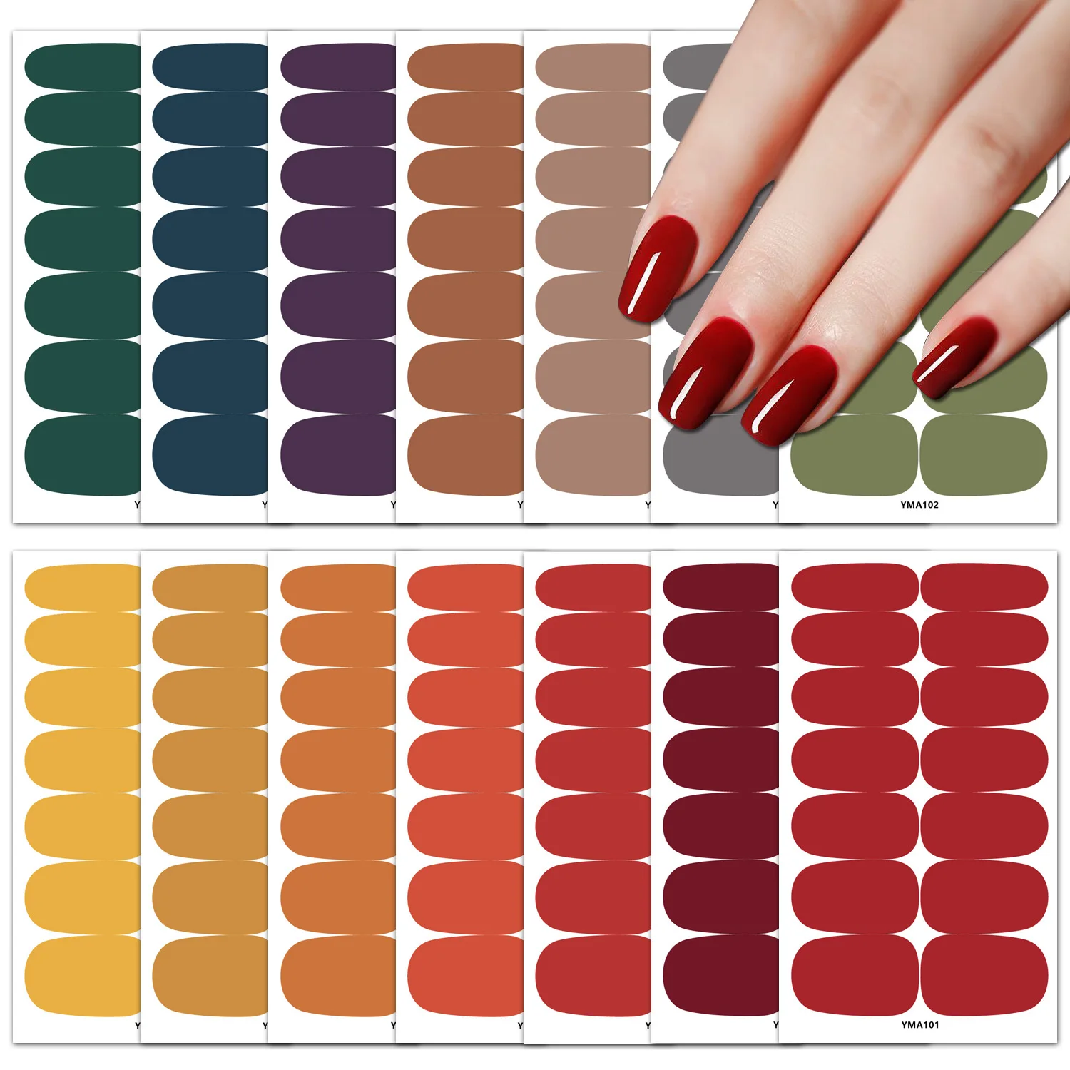 14 Colours French Solid Nail Stickers Full Wrap Nail Decals Adhesive Nail Decoration