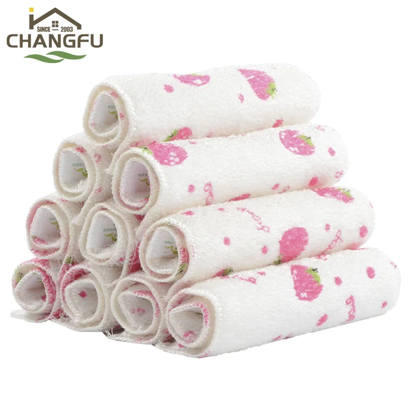 Changfu Flower Pattern Bamboo Fiber Bowl Cleaning Cloth Microfiber Bamboo Towel