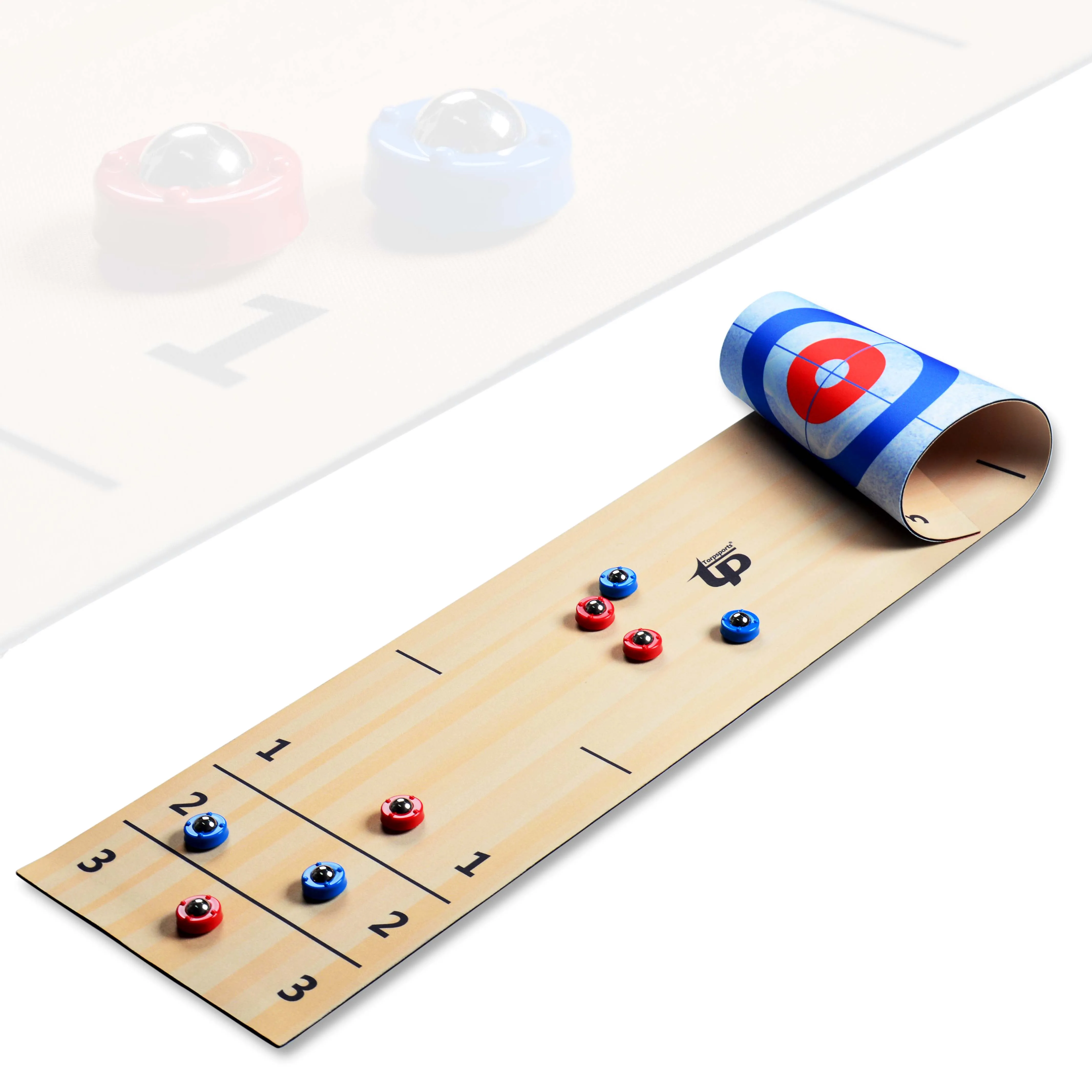 2 in 1 Table Top Shuffleboard and Curling Games with 8 Rollers-Great for Everywhere Fun,Easy and Quick to Set-Up TSP-1808