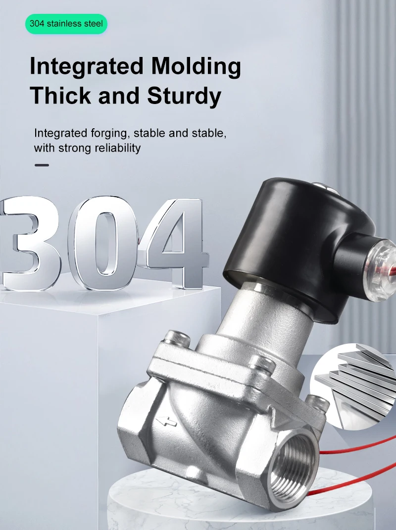 Durable high temperture 200  Piston solenoid valve DN15 DN20 Stainless Steel 304 for steam water oil