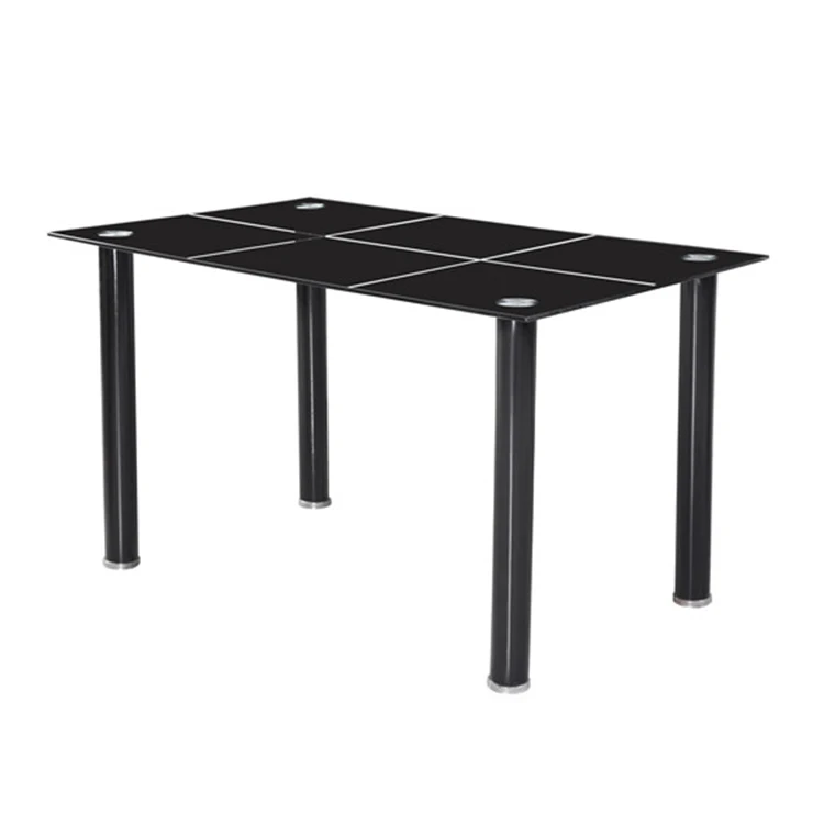 Черно-белая Современная дизайнерская дешевая мебель для комнаты из закаленного стекла, обеденный стол на 4 и 6 места с металлическими ножками, Набор стульев