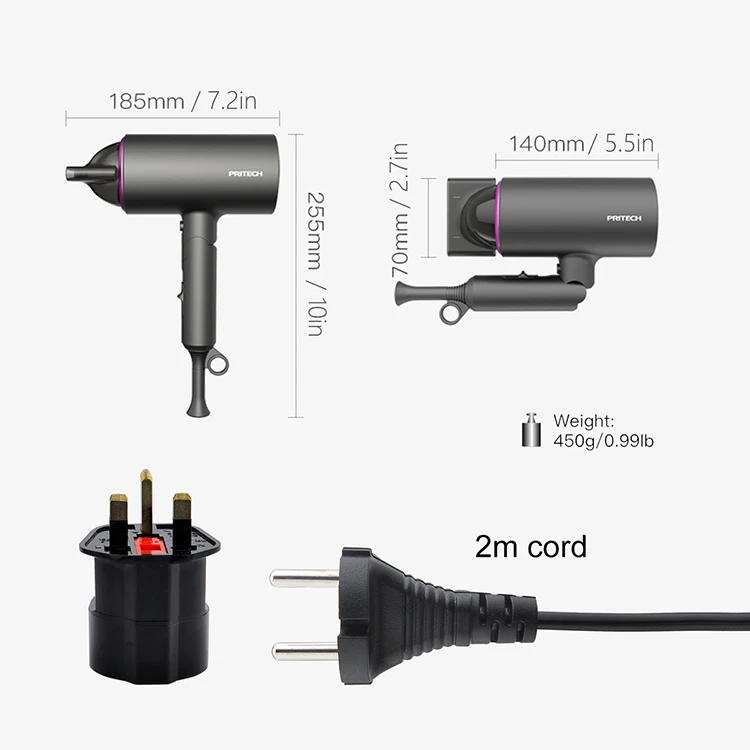 PRITECH High Quality Custom Professional Foldable Travel Salon Hair Dryer