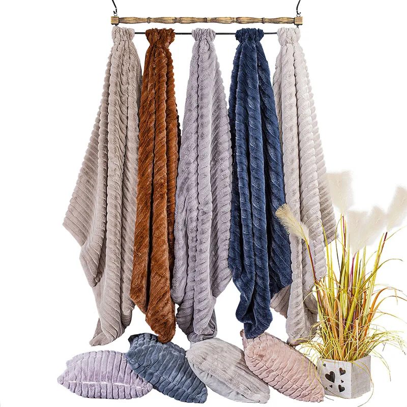 Полосатые мягкие пушистые одеяла для дивана, дивана, норкового плюша, декор для спальни