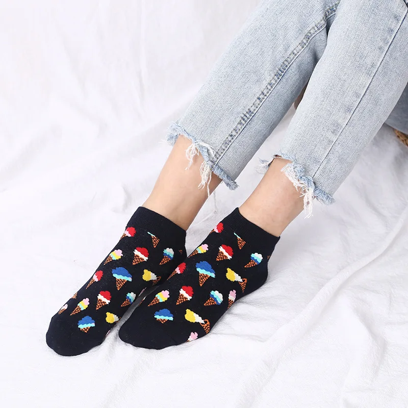 Funny cute Fruit food animal sock for women bulk wholesale calcetines custom premium ankle cotton socks women