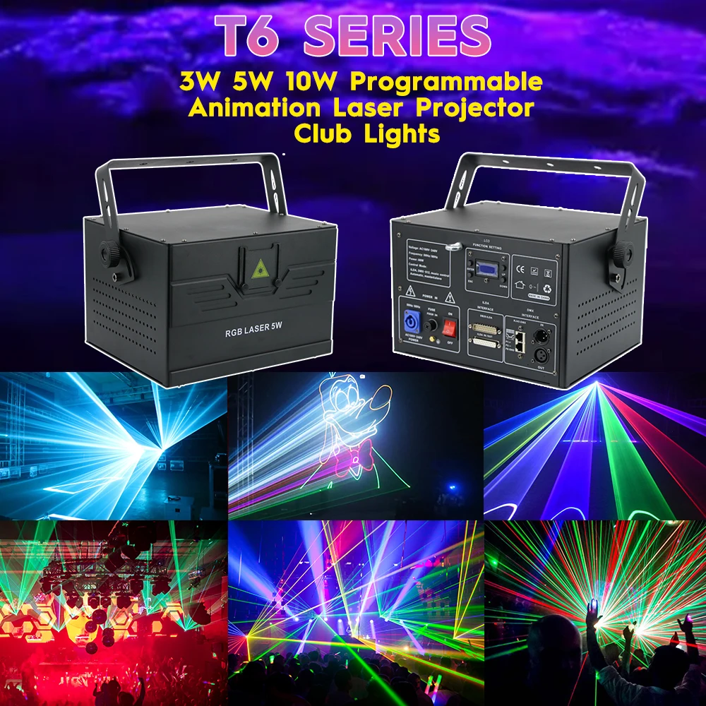 5W 10W Party dj disco RGB DMX ilda control 3D animation laser lights for wedding ktv concert night club laser projector