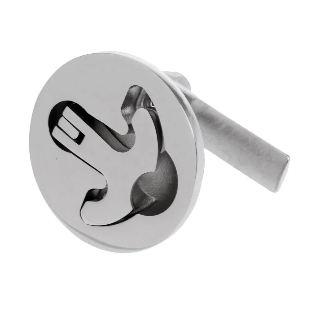 Marine Stainless Steel Boat Hatch Turning Lock T-Handle Latch Lift Pull Ring
