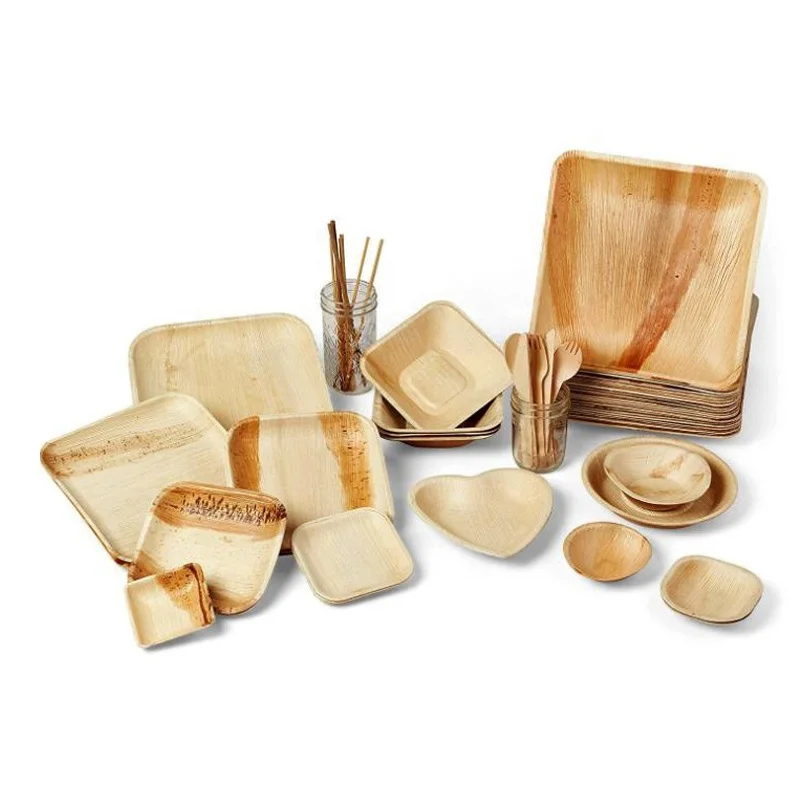 Biodegradable Different Shapes Palm Leaf Bamboo Disposable Plates for Various Occasions