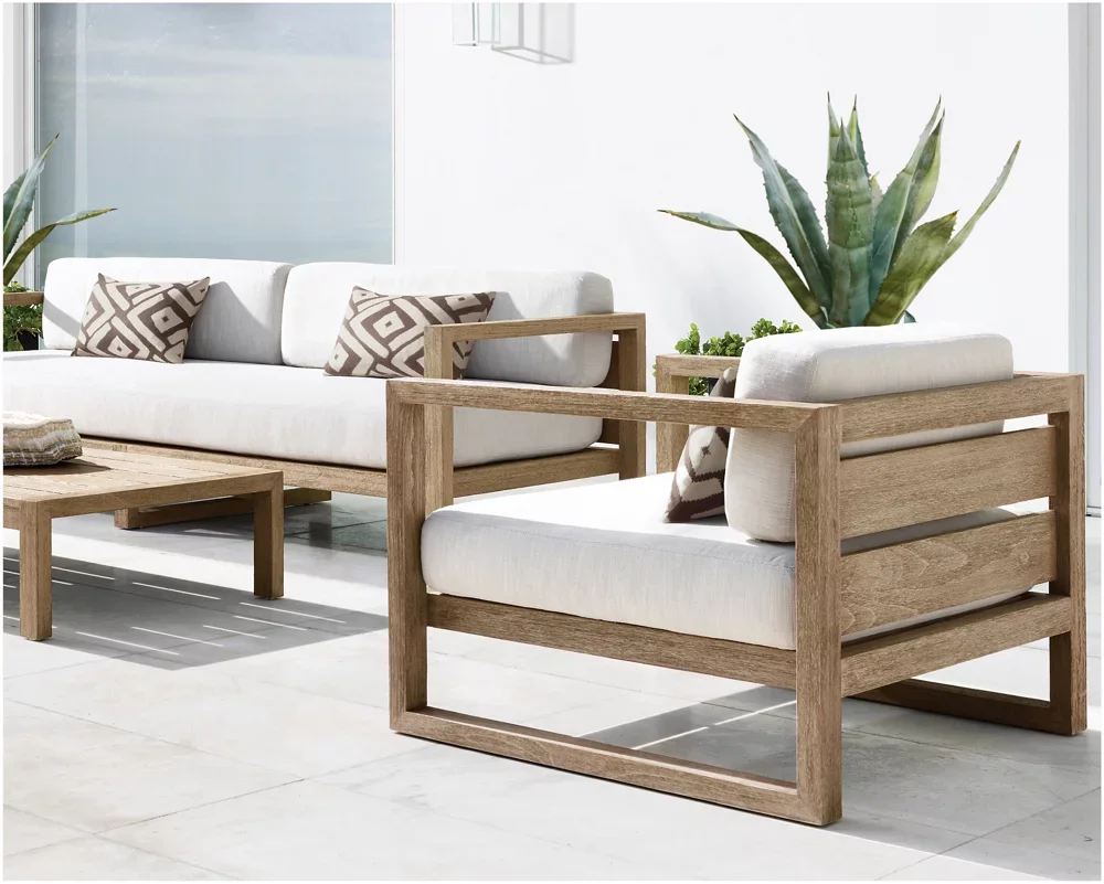 Zeen Garden Patio Furniture Teak Wood Single Sofa Outdoor Single Seater Sofa Chair Chaise Rh Teak Lounge Chair