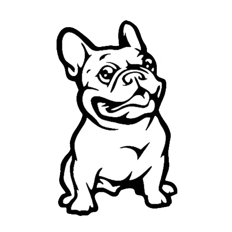Mazda Accessories White Background Custom Dog Waterproof Cartoon Smiling Bulldog Decal Car Breed Bumper Sticker