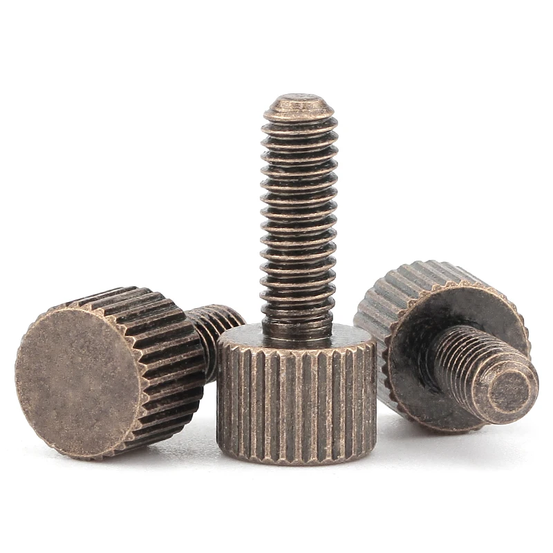 Bronze Single Head Knurled Hand Screws Cylindrical Head Hand Screw Manually Tightened Bolts Small Flat Head Adjusting Bolt