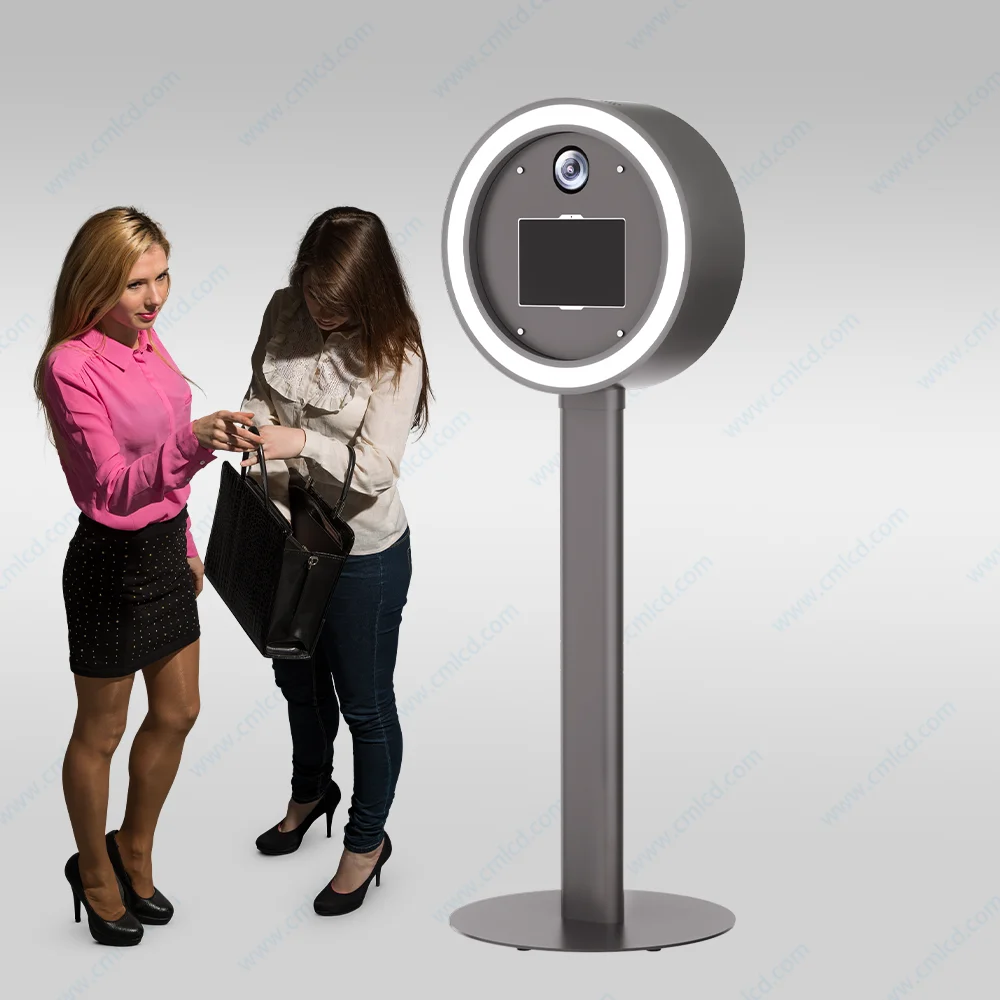 Portable LED Open Air Photo Booth with iPad Surface: White Metal Aluminum DSLR Photo Booth Shell for Small Weddings and Events