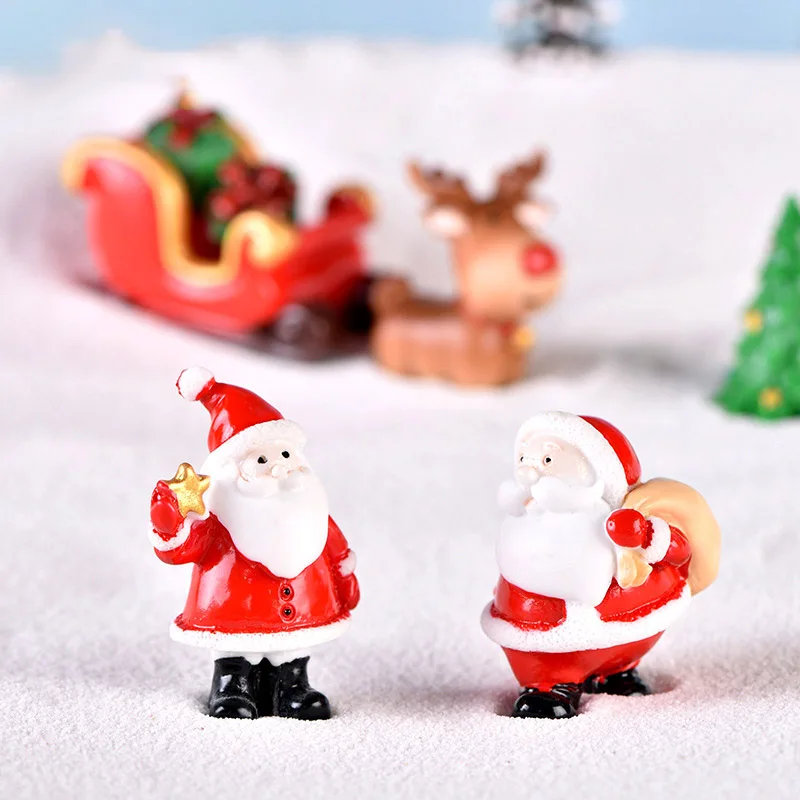 Christmas Tree Santa Claus Kawaii Snowman Miniature Resin Figurines Reindeer Terrarium Ornament,Gift DIY Supplies Room Decor
