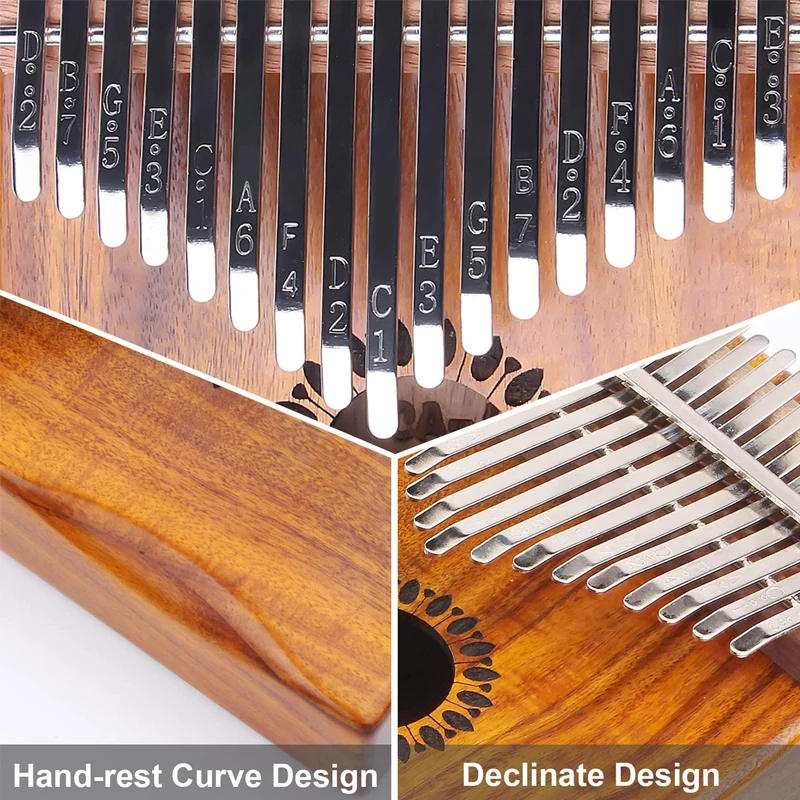 Natural  Wood And Ore Metal Tines Finger Piano Portable Musical Instrument Gifts  17 Key Thumb Piano