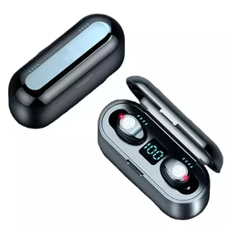 FREE SAMPLE F9 TWS Blue tooth Earphones Wireless Earbuds with Power Bank LED Battery Display Headphones Sound Quality Music