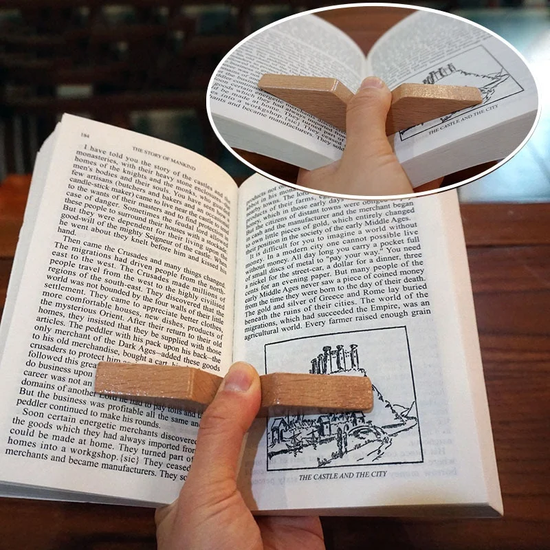 Factory direct selling wooden thumb book clip bookmark book expander book support creative reading helper in stock