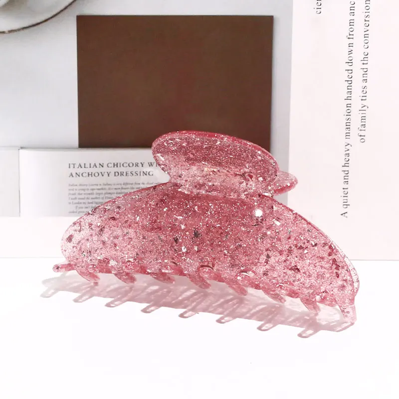 high quality 9cm large pink speckle resin acrylic hair claws customized hair clamp korean style big hair claw clips for women