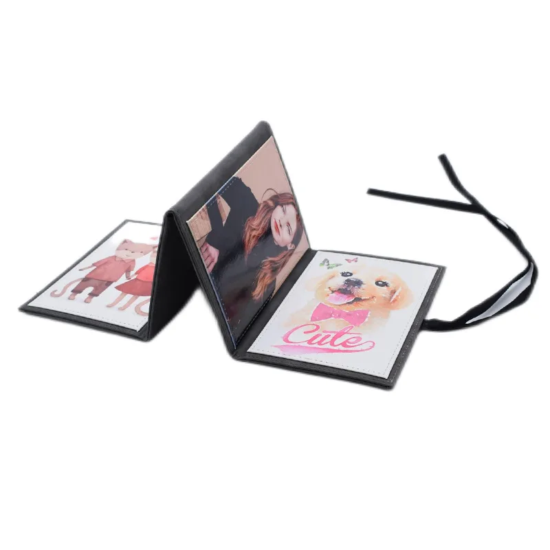 RubySub Novelty PU 4 Sheets Cover Foldable Wrap Photo Album Sublimation Photo Album Blanks