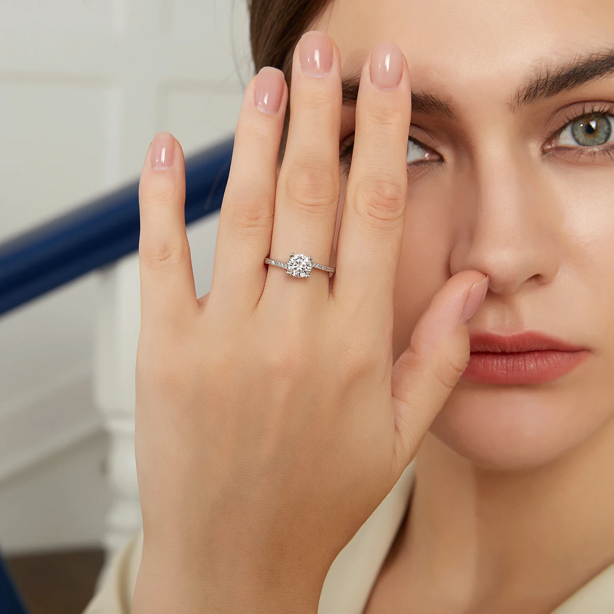 CZCITY Woman Gift Japanese Designed Band Classic Jewellery Real 925 Sterling Silver Engagement Moissanite Diamond Wedding Ring