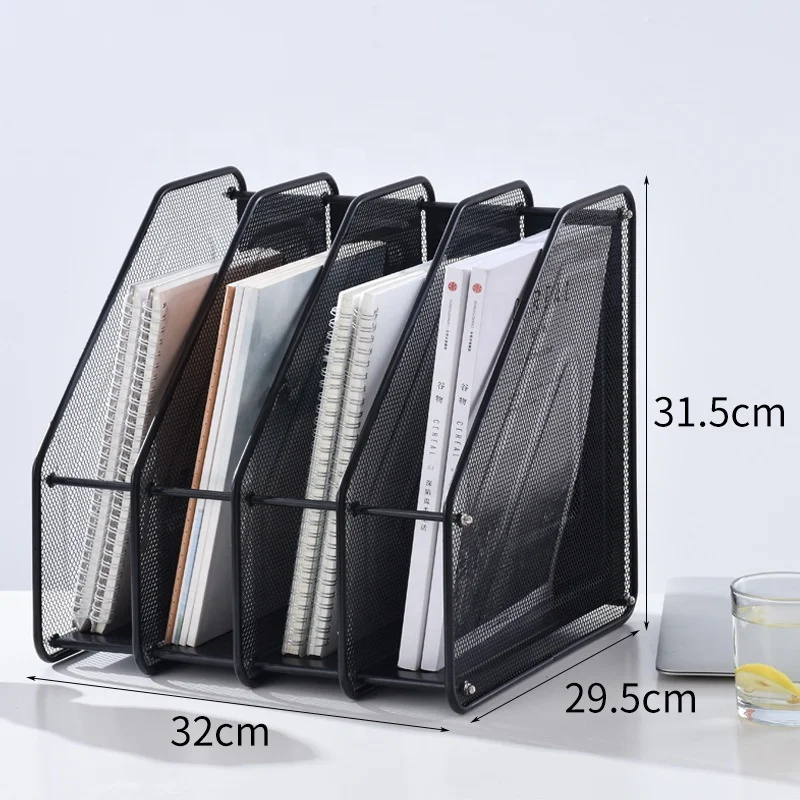 High Black Quality Metal Wire Magazine Holder 4 Components Mesh File Holder Office Desk Accessories Decorative File Box