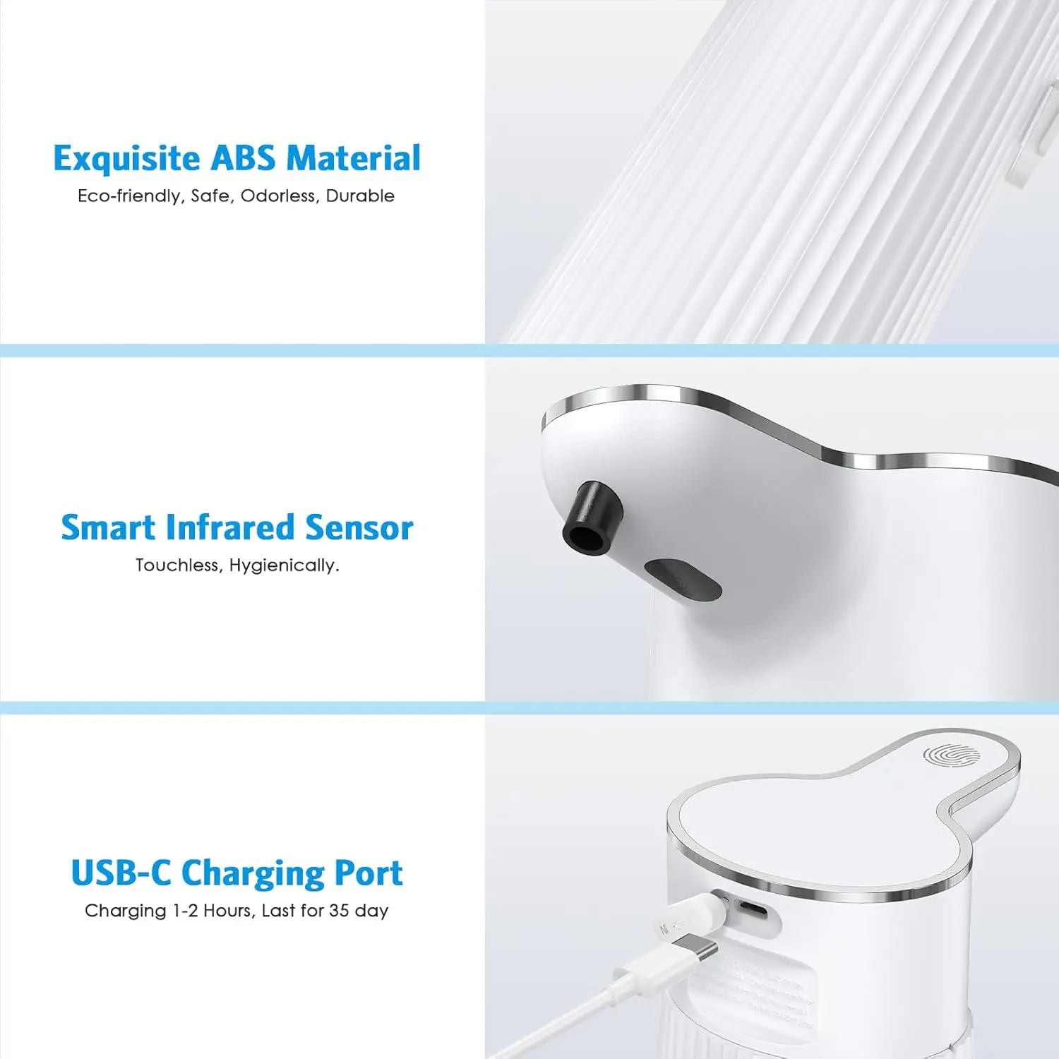 Intelligent Sensor Foam Soap Hand Sanitizer Dispenser Wall-Mounted USB Rechargeable Infrared Automatic Soap Dispenser