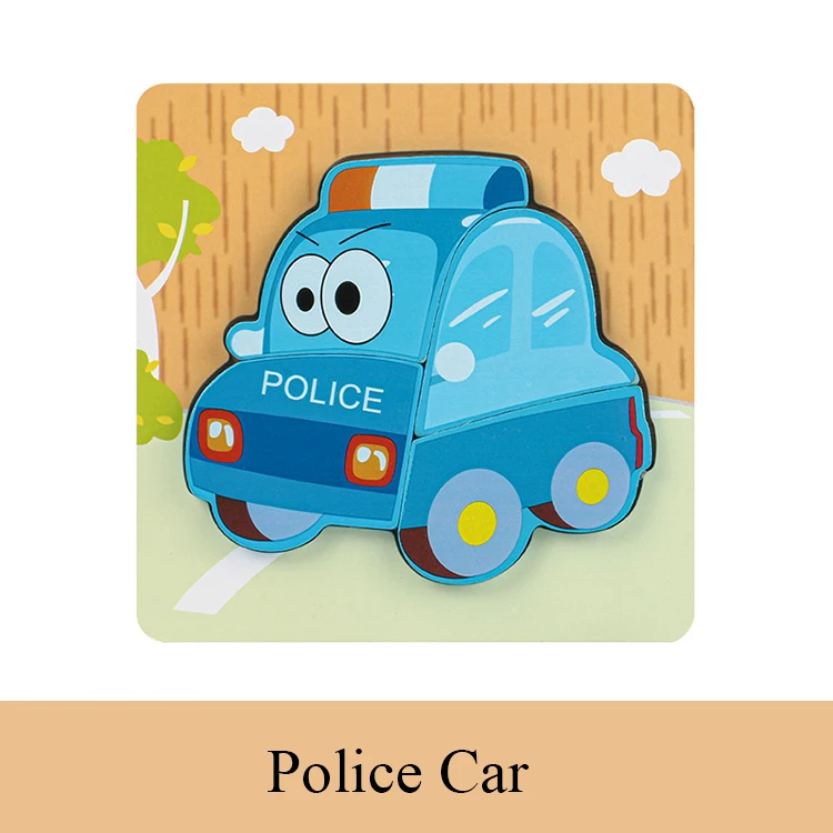 custom Kids Wooden 3D Puzzle Jigsaw Toys For Children Cartoon Animal Vehicle Wood toddler Puzzles