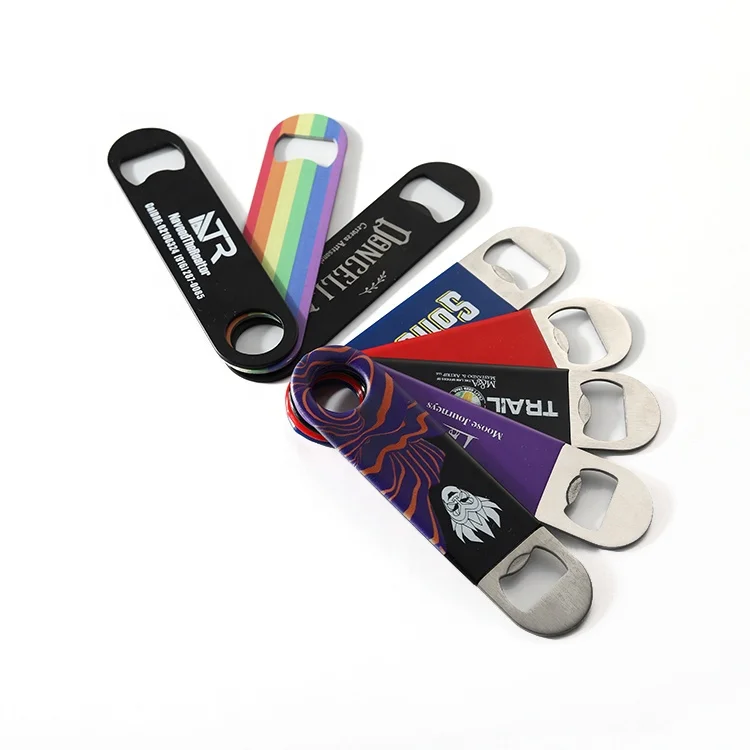 Flat Laser Logo Speed Opener Stainless Steel Beer Bottle Opener Custom Metal Bar Blade