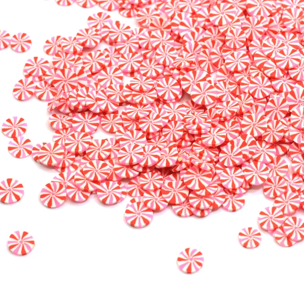 Red White Round Peppermint Polymer Clay Slice Christmas Candy Sprinkles Colorful For DIY Crafts Tiny Cute Bonbon Candy Plastic M