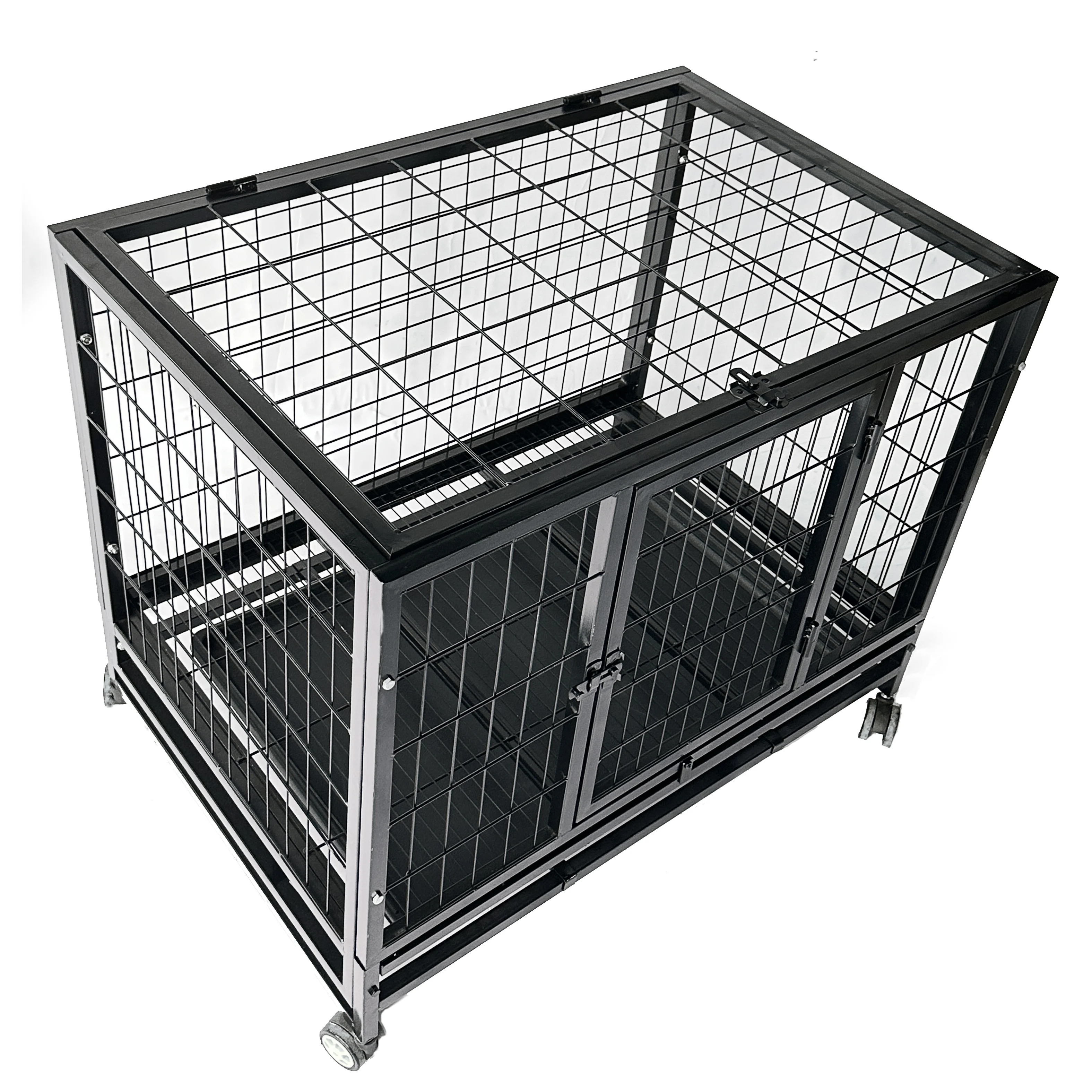 Cheap heavy duty big metal dog crate large iron tube dog pet cages for large middle dogs