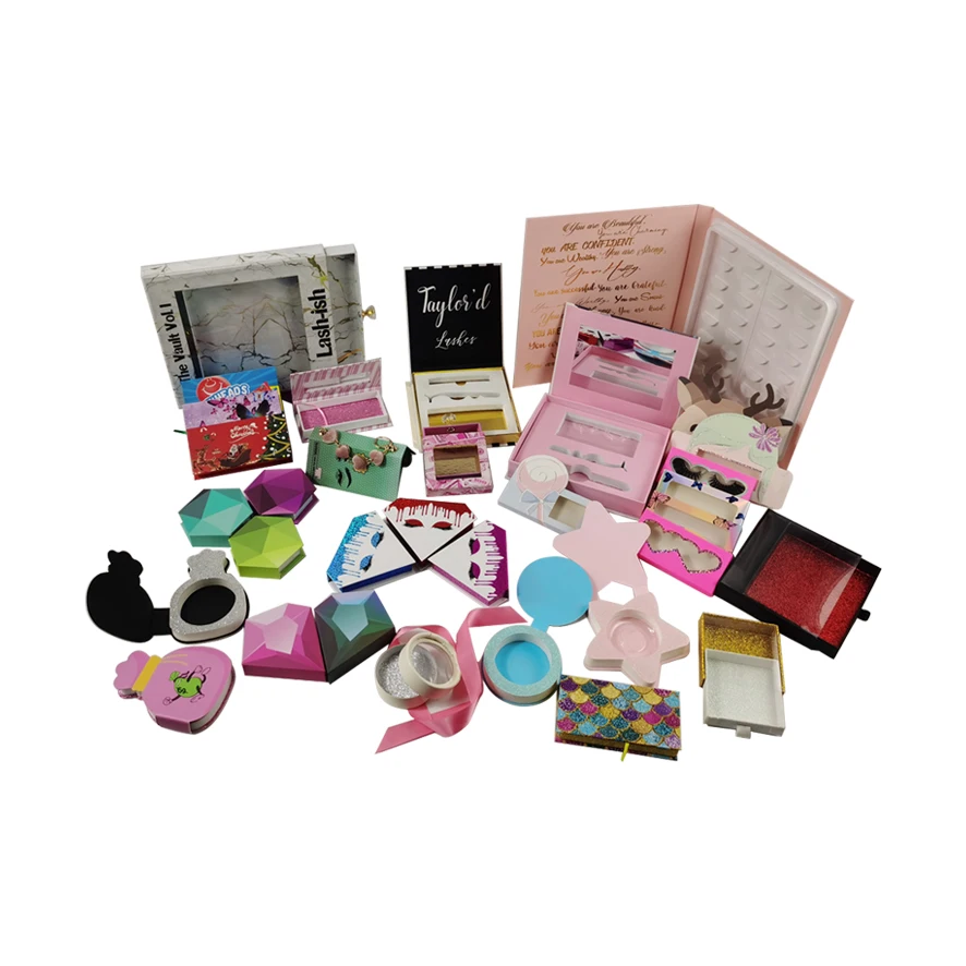 Logo printed paper custom eyelash packaging box custom marble glitter lashes box with Low MOQ free samples empty eyelash boxes