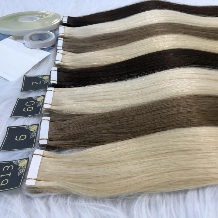 Unprocessed Cuticle Aligned Tape In Hair Extensions 100 Raw Human Hair Fuller Thick Ends Double Drawn Single Donor