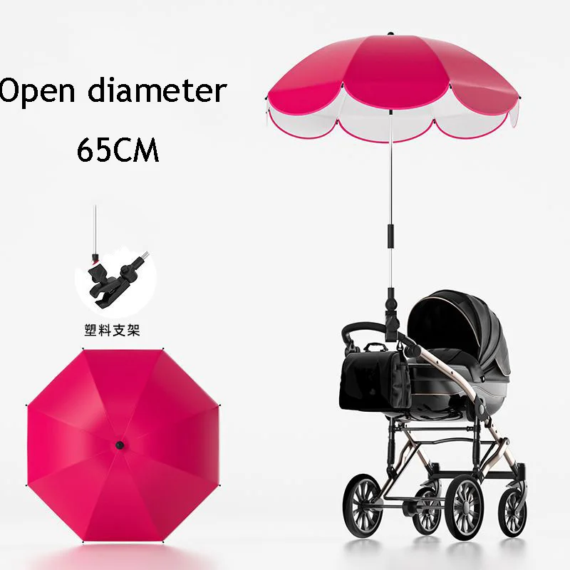 Umbrella 2024 Universal Stroller Sunshade Three-Wheeled Pushchair Sunblock Shelter Sunshade Umbrella with Accessories