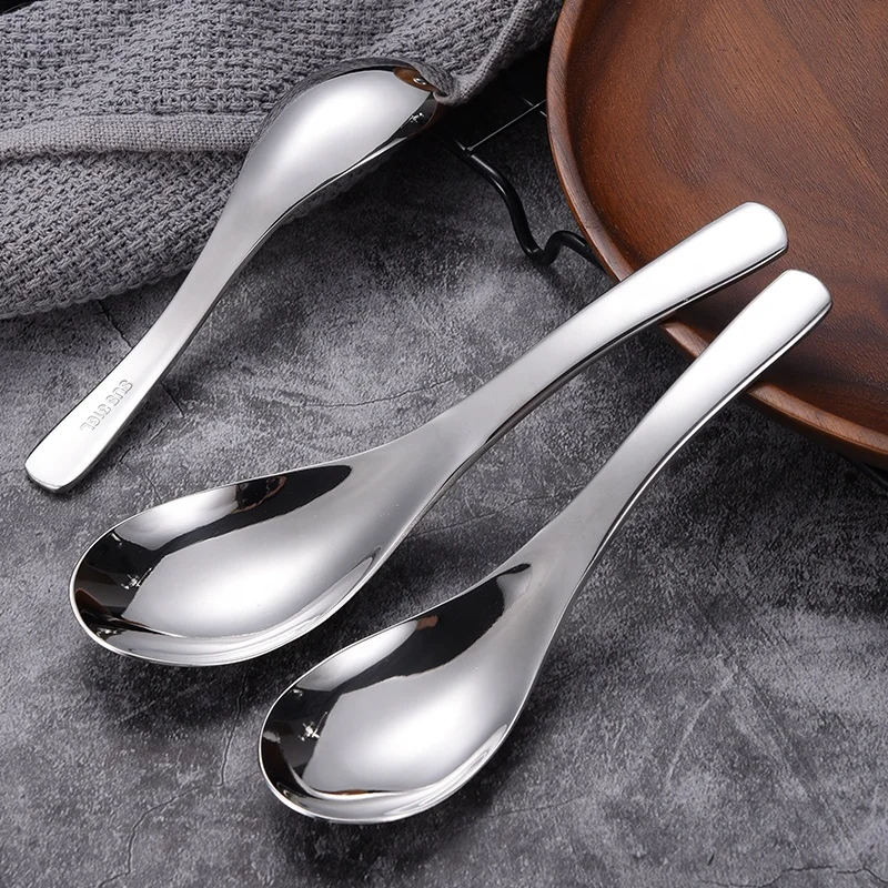 Factory high quality 316L large luxury dessert dinner spoon silver spoon stainless steel spoons for hotel