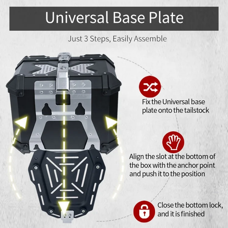 DUHAN Big Storage Top Box for Motorcycle Aluminium 55L Waterproof Shockproof