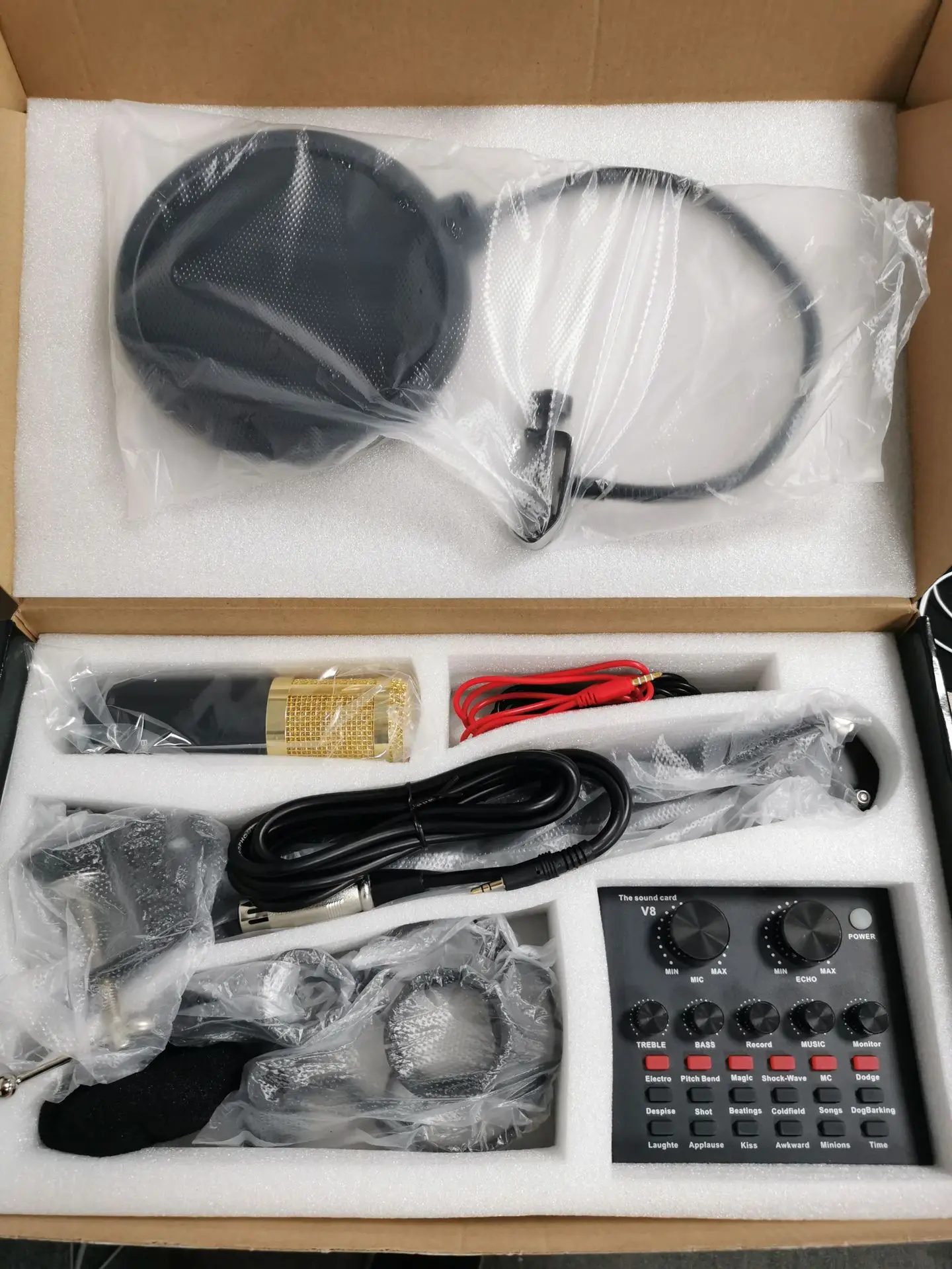  Комплект звуковых карт V8 soundcard микрофон для пения в режиме реального времени комплект