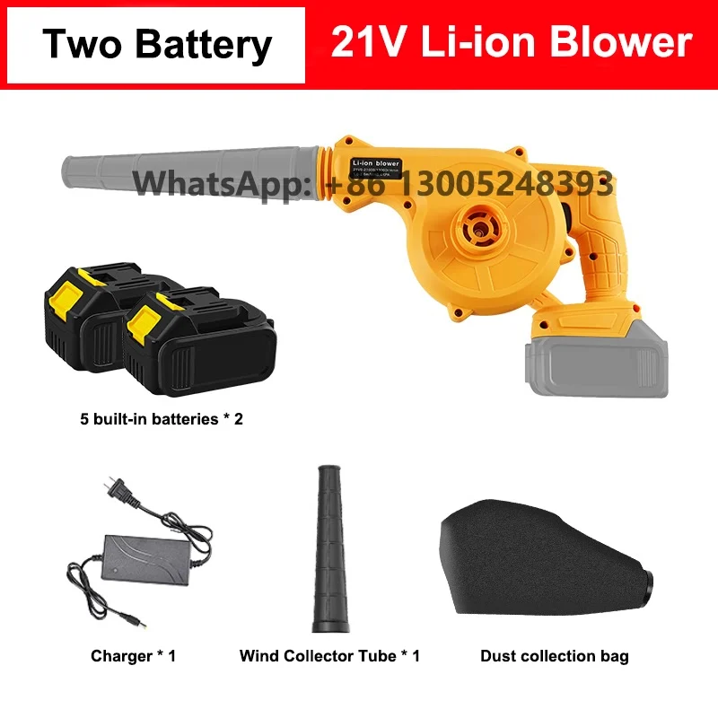 21V 600W Powerful Dust Removal Hair Dryer Cleaning Machine DIY Home Portable Cordless Mini Electric Blower for Garden