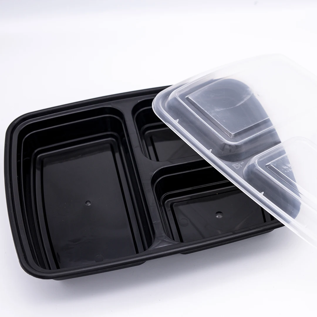 
Custom container 3 compartment plastic 3 compartment takeaway box square food container plastic for r meal fsat food restaurant 