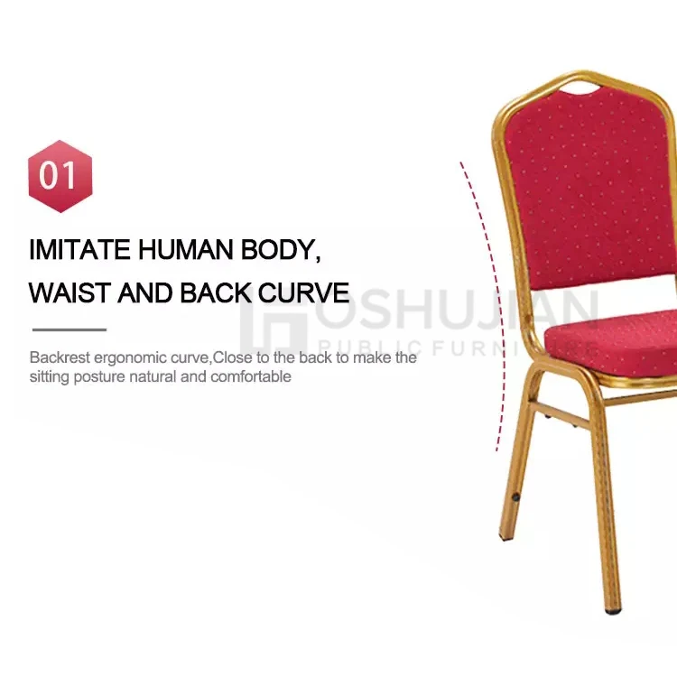 Manufacturer direct banquet hotel furniture price steel Metal aluminum hotel red fabric gold wedding hall  Party banquet chairs