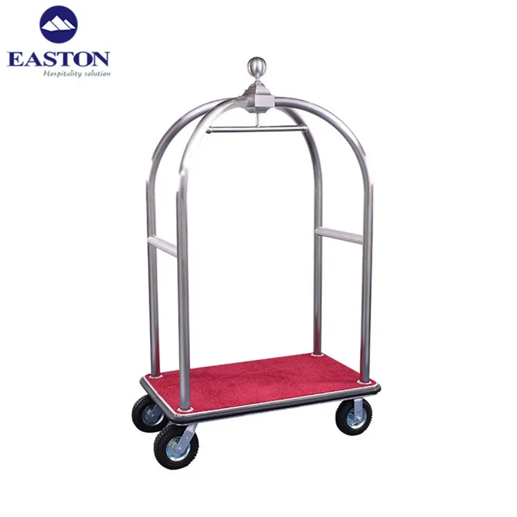 Stainless steel bellman luggage cart or concierge birdcage trolley luggage cart for hotel
