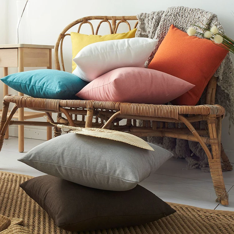 Waterproof Patio Furniture Cushion Covers Outdoor Garden Pillowcase Solid Color Polyester Sofa Throw Pillow Covers