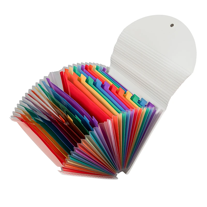 Desktop Rainbow Organ 12/24 Pocket Plastic Paper A4 File Padded Retractable Folder with Lid Organizer Office School