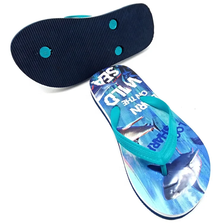 Chinese factory summer beach sandals blue color animal cool kid boy eva slipper slides non slip children flip flops